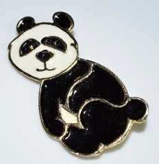 VTG BEATRIX Black Off White Enamel Panda Pin Brooch