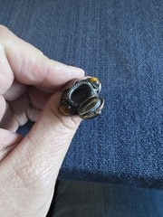 Vintage Taxco Mexico Poison Pill Tiger’s Eye Leaf Sterling Silver Ring