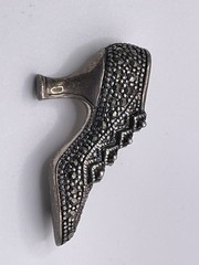 Vintage Sterling Shoe Pin Marcasite Silver Signed FAS