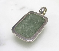 Ail Aluma Green Prehnite Sterling Silver Pendant ~ 17.4g ~ 11-G771