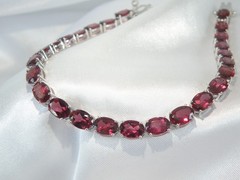 New Sterling Silver 925 Natural Rhodolite Pink Garnet Tennis Bracelet 7.5″
