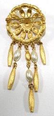 Vintage Tona Brushed Gold Tone Dream Catcher Pin Brooch