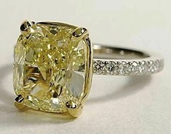 3.20Ct Cushion Cut Lab Created Canary Diamond Wedding Ring 14K White Gold Finish