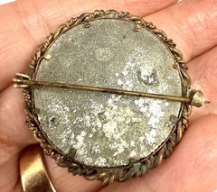 Antique Victorian Photo Brooch Child Portrait Brass Rope Frame c1900
