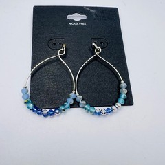 Vintage Faceted Blue Glass Bead Necklace and Handmade Earring Set Boho Hippie