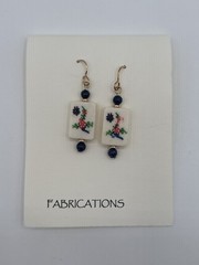 VTG Fabrications Mah-Jong Dangle Earrings 2” Drop Hand Painted 1990s/2000s NOS