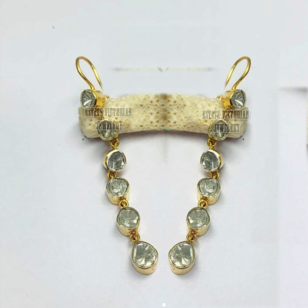 1.35Ct Genuine Old Mine Antique Cut Diamond Estate Silver Tennis Earring Jewelry