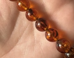 Vtg Honey Amber? Brown Black Swirl Lucite Single Strand Bead Necklace Choker