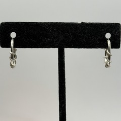 Sterling Silver Wrapped Twisted Rope Wire Hoop Earrings Small 5/8″