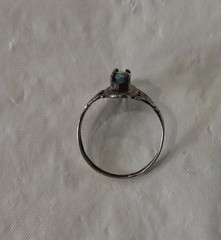 Vintage Art Deco .925 Sterling Silver Blue Topaz Marquise Cut Ring