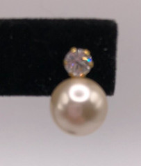 Vintage Faux Pearl & Rhinestone Interchangeable Stud Earrings .5 Inches