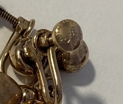 Vtg A&Z 1/20 12K Gold Filled Ball and Brushed Dangle Football Screwback Earrings