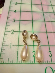 VTG Gold Tone Dangle Faux Pearls Earrings LOT 2 Pierced Lobe LIGHTWEIGHT READ 2″