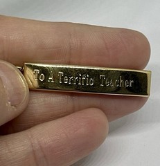 Vintage Speidel ID Bracelet Heart Charm Engraved “To A Terrific Teacher” 6.75″