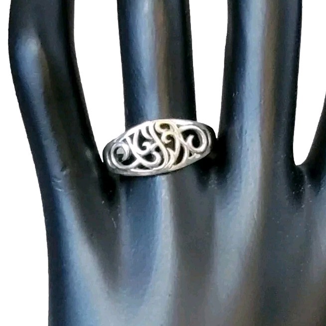 925 Sterling Silver Vintage Ornate Ring Size 9.75 Filigree Lace
