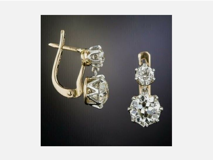 Art Deco Vintage 4.00Ct Round Diamond Drop/Dangle 14K Yellow Gold FN Earrings
