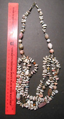 VTG Multi-Strand Polished Semi-Precious Stones, Shells, Silver Bead Necklace