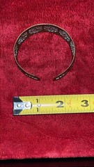 Vintage Copper Bangle Cuff Bracelet With Hearts 3/4” Wide