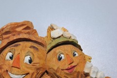 Brooch fall autumn halloween hand made carved love scarecrow unique large ZD7