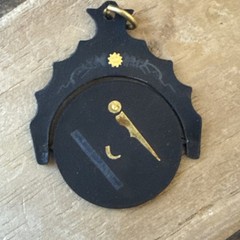 Vintage Amita Black Silver & Gold Damascene Masonic Spinner Fob Pendant / Tools