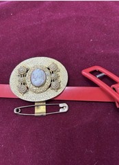 ANTQ VICTORIAN CHATELAINE SILVER PLATE MONEY PIN BODICE KEY HOLDER BELT SLIDE