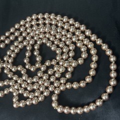 Vintage Faux Pearl Necklace Metallic Knotted Flapper Opera Wedding 8mm 68”