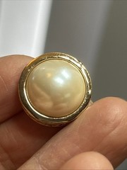 38. Christian Dior Gold tone White Creamy Faux Pearl Stud Earrings 17mm, 9.7g