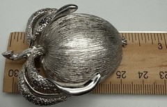 Sarah Coventry Apple Brooch Silver Tone Adam’s Delight Vintage 1960s Signed