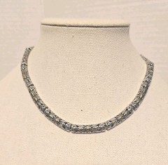 Vintage Lady Remington Two Tone Necklace Silver Gold Link Choker Geometric Chain