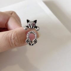 Vintage Style 925 Sterling Silver Kitty Ring Unique Cat Ring