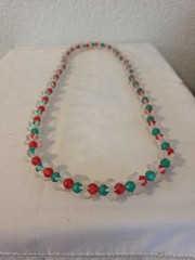 Vintage Red, White And Green Necklace Approx. 30 Inches