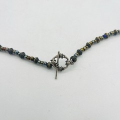 Murano Black Gold Necklace Silver Glass