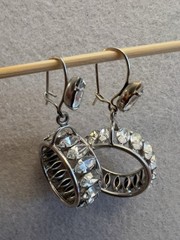 Vintage JMS 10K White Gold & Marquise Rhinestone Dangle Earrings – 5.7 GM – 1950
