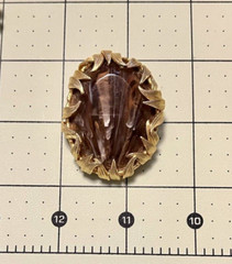 D&E Juliana Book Piece Venus Flames Brown Oval Quartz High Domed Cab Brooch/Pen