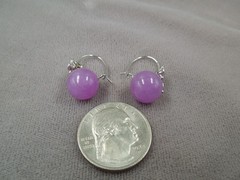 Sterling Silver Flower Lavender Jade & Amethyst 11.4mm Earrings