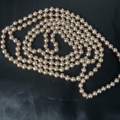Vintage Faux Pearl Necklace Metallic Knotted Flapper Opera Wedding 8mm 68”