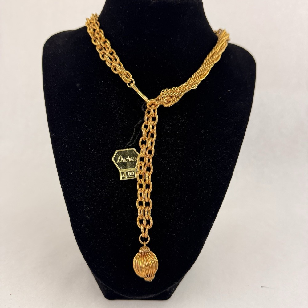 Vintage H&S Originals Duchess Necklace Chain Gold Tone 36 in Drop Bead