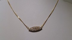 Vintage 14k Yellow Gold Pave Set Clean Shinny Diamonds Eye Shape Necklace