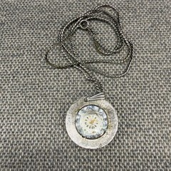 Vintage Sheffield Pendant Watch Necklace Silver Tone Faceted Crystal Face READ