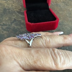 Gorgeous Vintage 10kt White Gold Marquise And Round Tanzanite Cluster Ring Sz 7