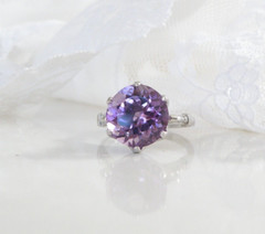 Vintage Sterling Silver 925 Rose De France Heated Amethyst Crown Ring Size 7