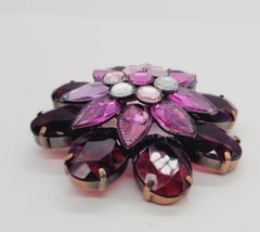 Flower Brooch Pin PINK Raspberry tone 2.5 in Art Deco Statement 3D Vintage