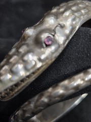 ANTIQUE 925 STERLING SILVER ALLIGATOR CUFF BRACELET ARM BRACELET 2.48 OZS