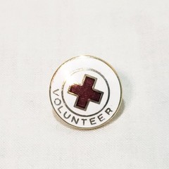 American Red Cross ARC General Volunteer Lapel Pin 1/2″ Enamel Vintage White Red