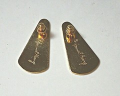 VTG New SAMUEL HUANG Dangling Earrings Gold Filled Earwire Pink Enamel ~ ESTATE