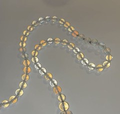 VTG CZECH Art Deco Graduated Blue OPALINE GLASS Triple Strand Festoon NECKLACE