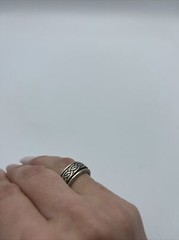 Stunning Vtg 925 Sterling Silver Spinner Design Band Ring