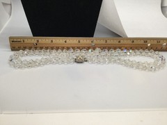Vintage AB Crystal 2 Strand Long Necklace Push In Clasp