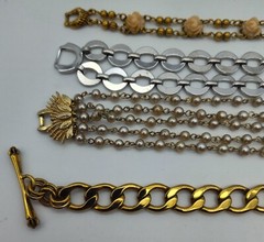 4 Gold Silver Tone Coro Sperry’s Perky Juicy Couture Goldette Pearl Bracelet Lot