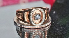 14k yellow gold ring 0.17ct diamond solitaire sz 6.5 vintage handmade 7.6g N2539